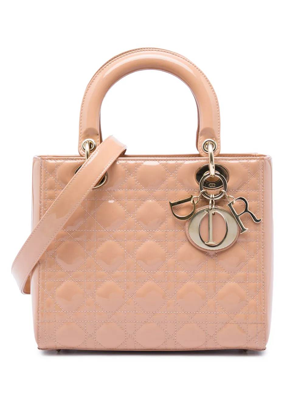 Christian Dior Pre-Owned 2019 Medium Patent Cannage Lady Dior satchel - Brown