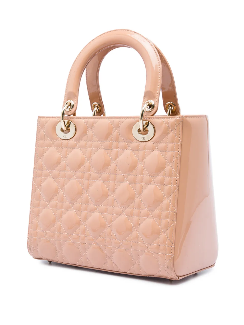 Dior Pre-owned 2019 Medium Patent Cannage Lady Dior Satchel in Brown, view 3