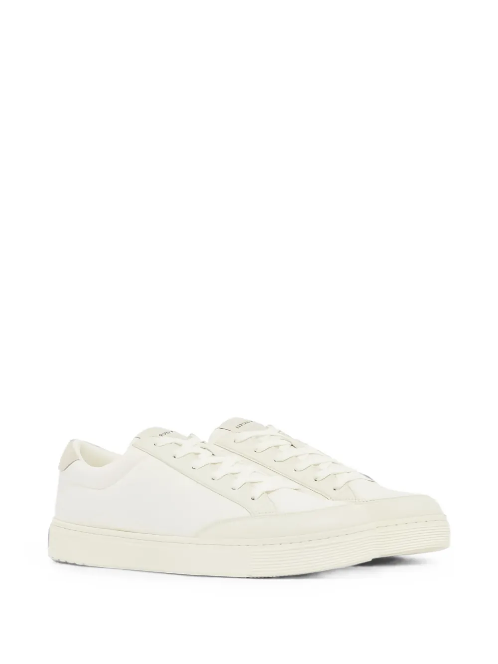 Emporio Armani Sneakers met leren afwerking en adelaar-jacquard Beige