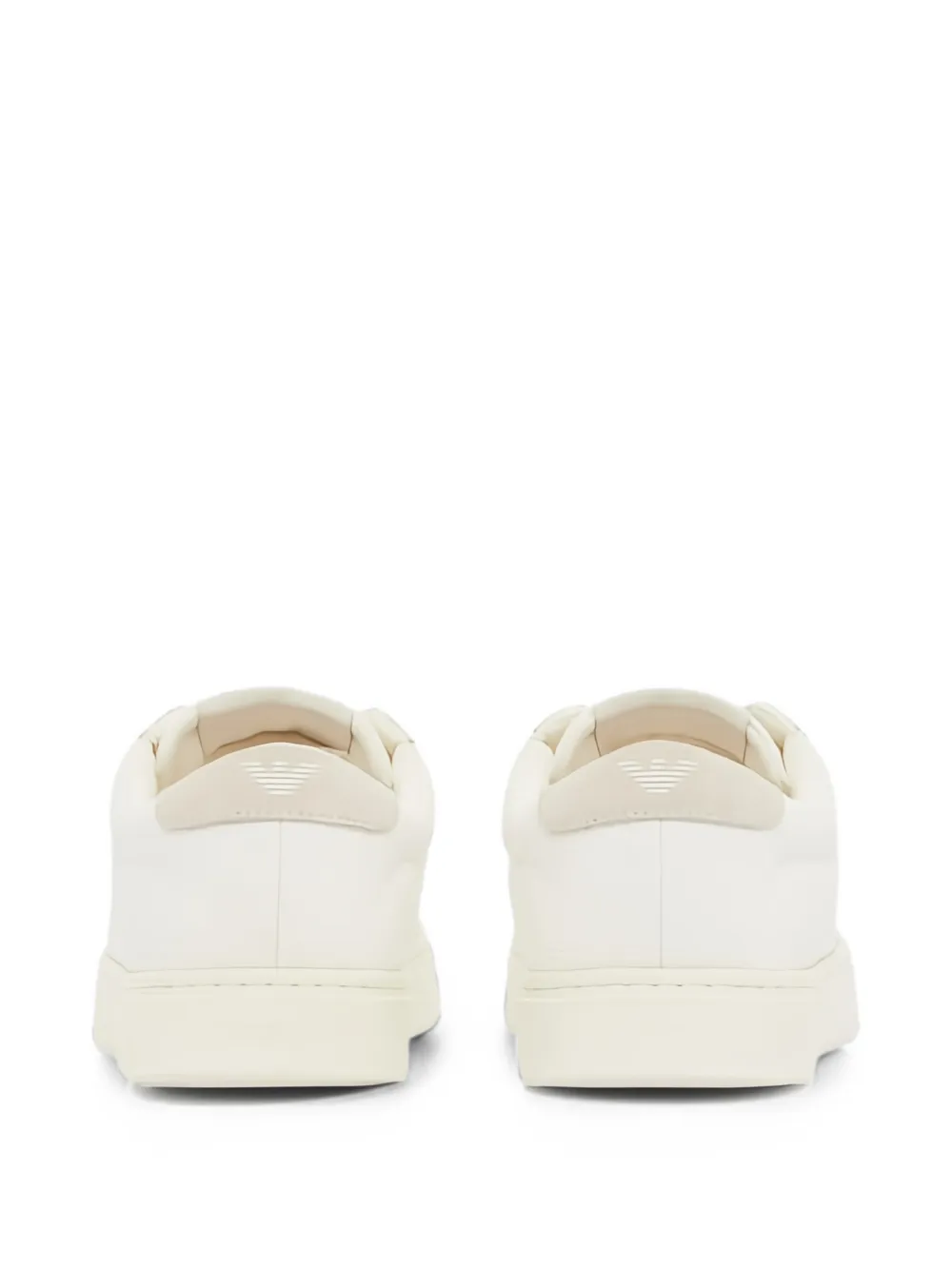 Emporio Armani Sneakers met leren afwerking en adelaar-jacquard Beige