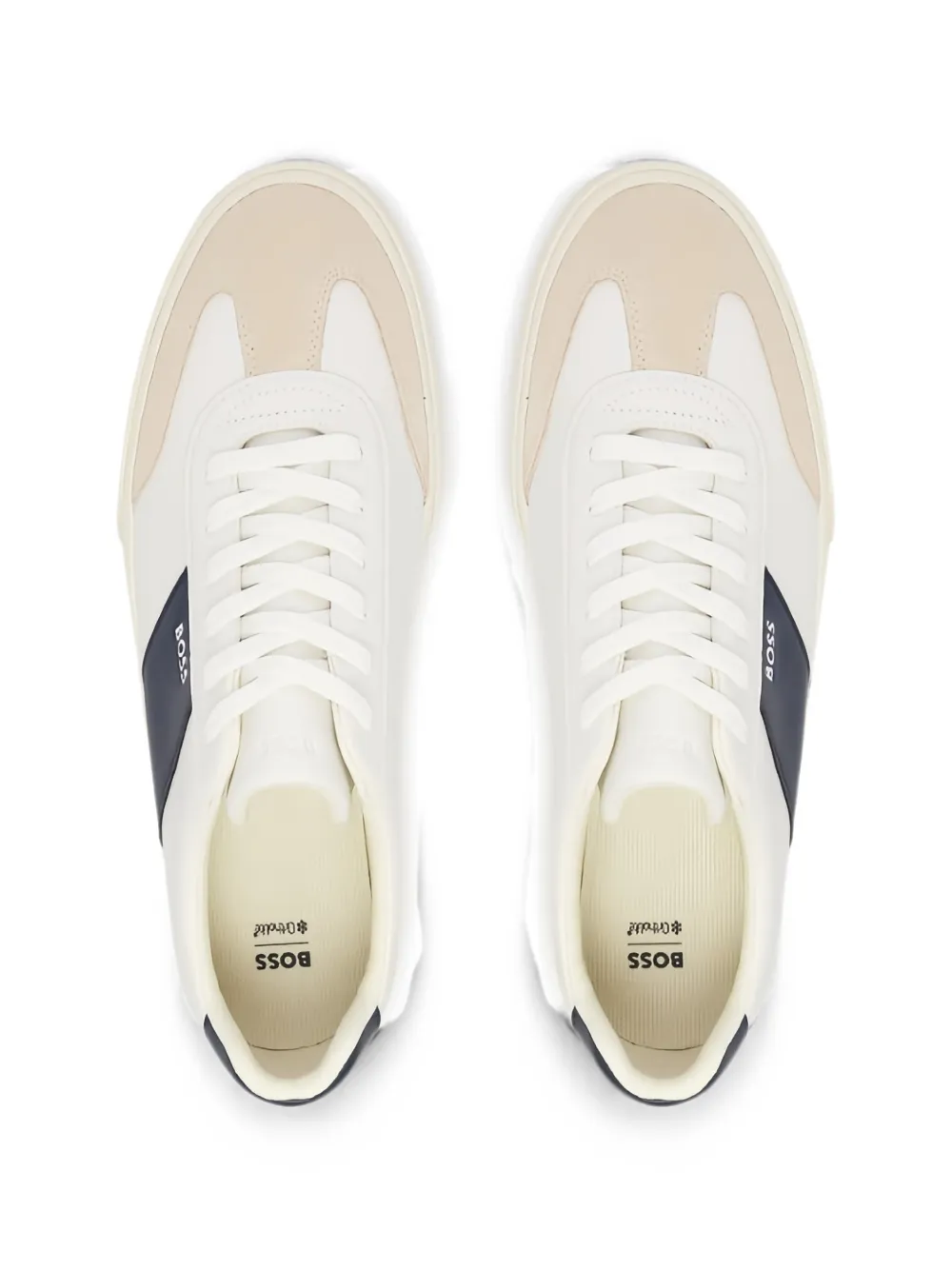 BOSS suede-panelled logo-print sneakers Wit