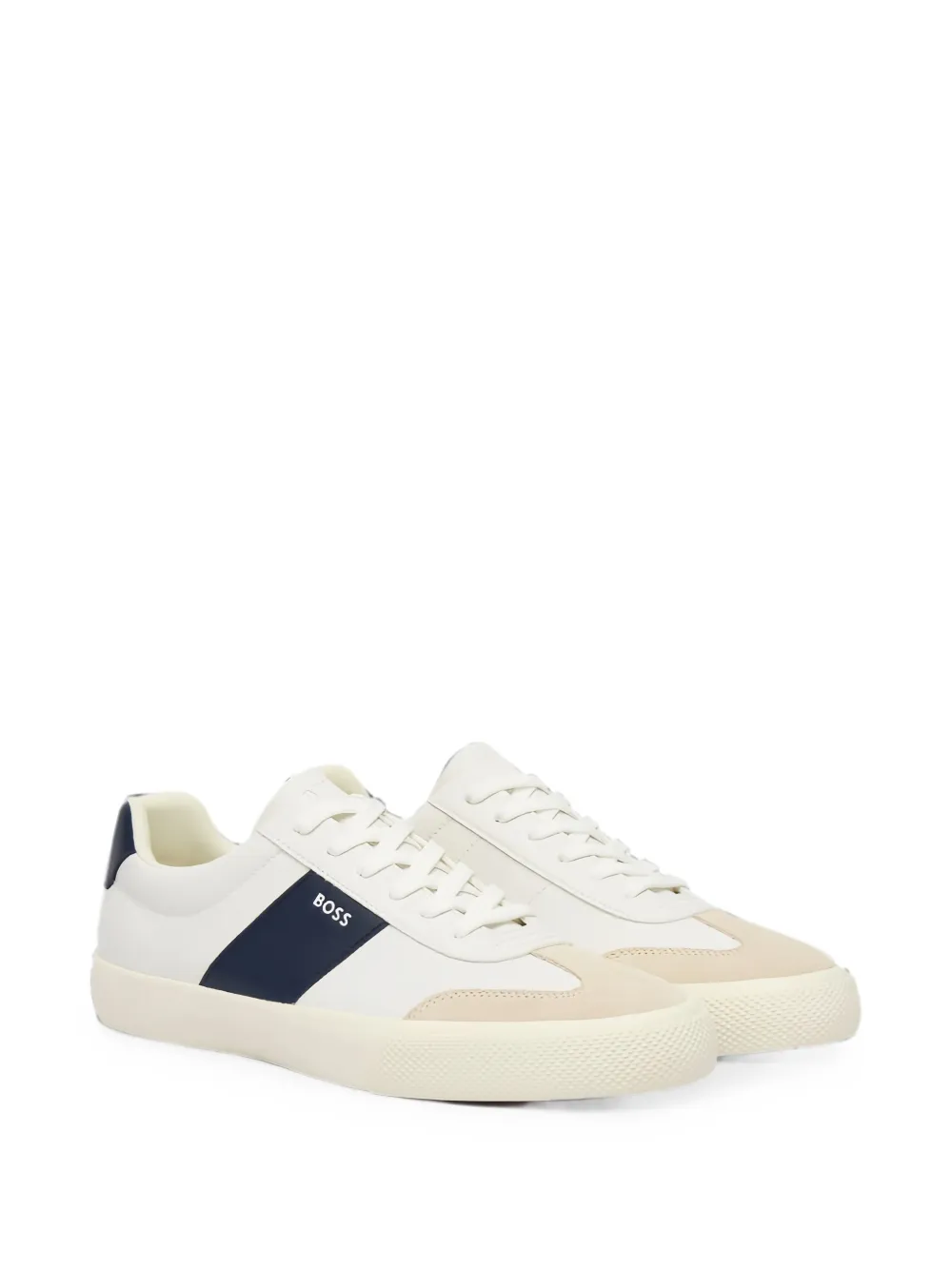 BOSS suede-panelled logo-print sneakers Wit