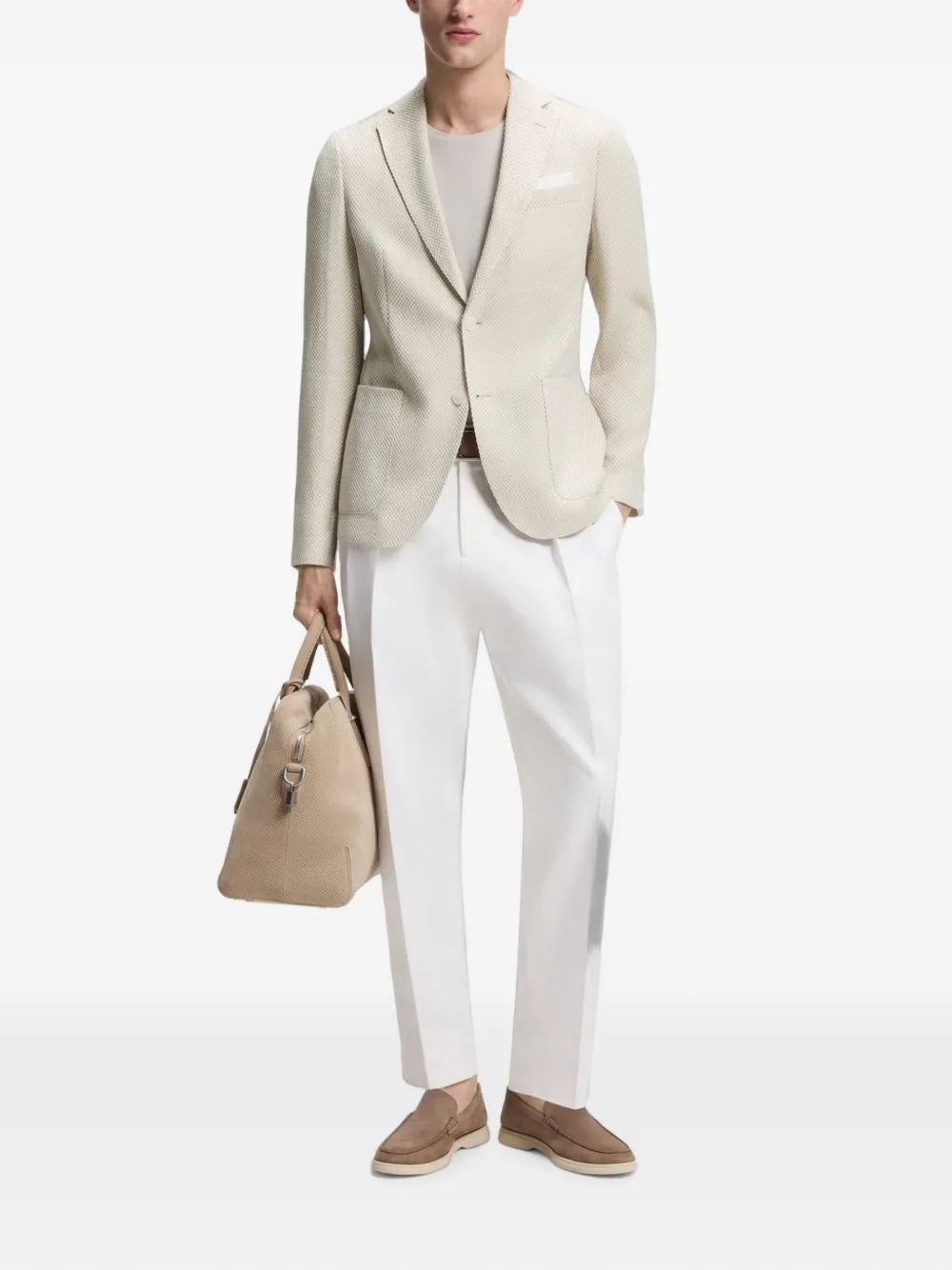 BOSS Blazer met enkele rij knopen Beige