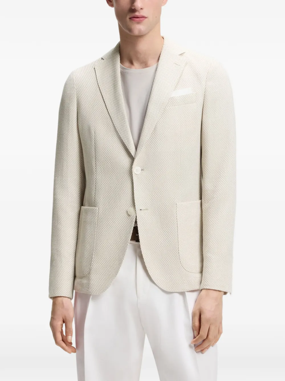 BOSS Blazer met enkele rij knopen Beige