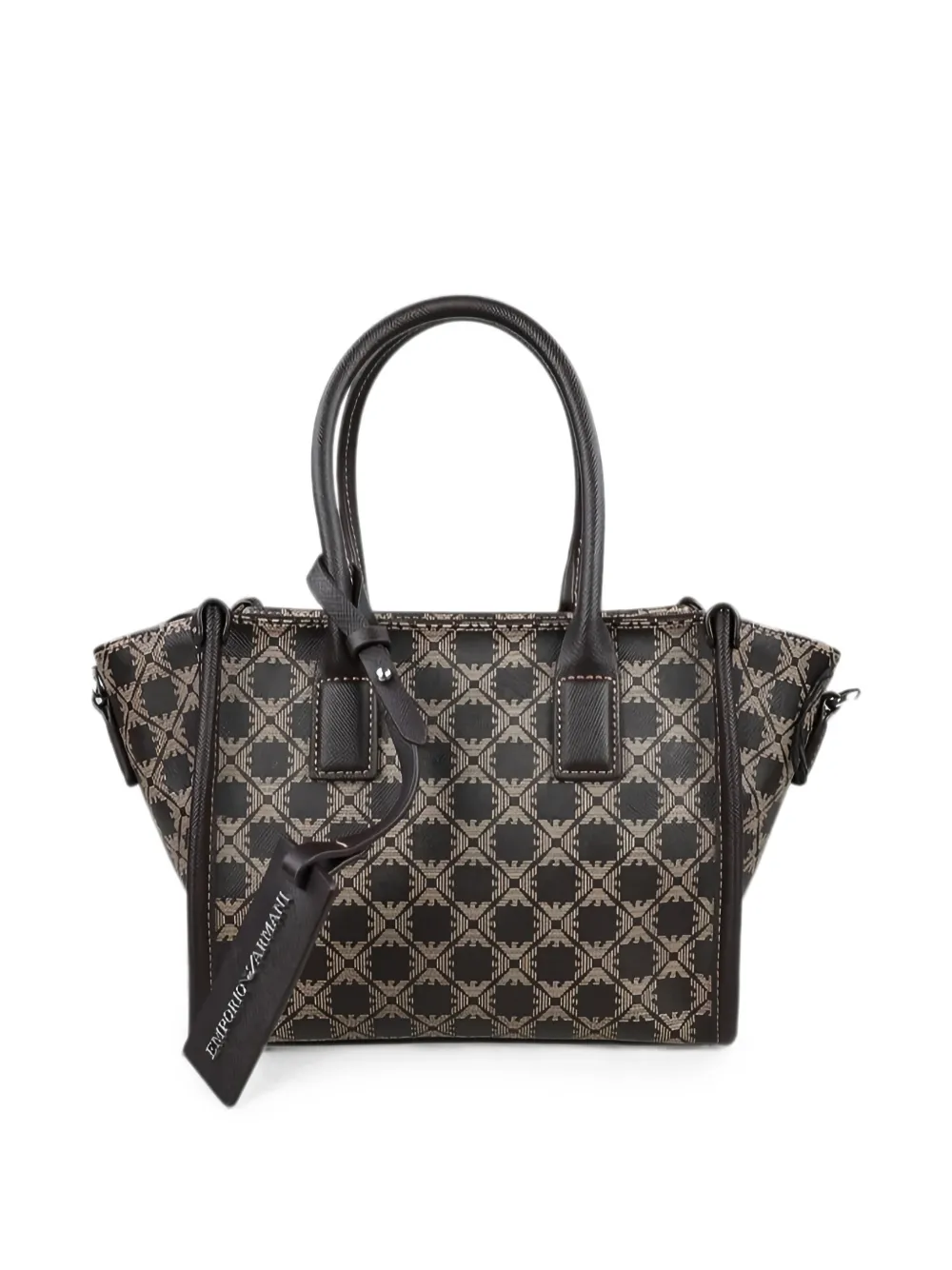 Emporio Armani monogram-print logo-tag tote bag - Braun