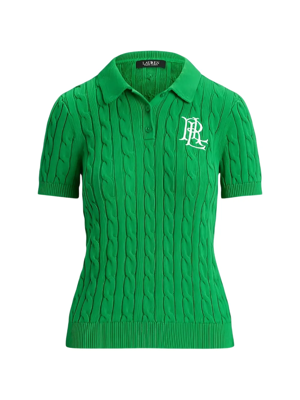 Lauren Ralph Lauren cable-knit cotton-polo sweater - Verde