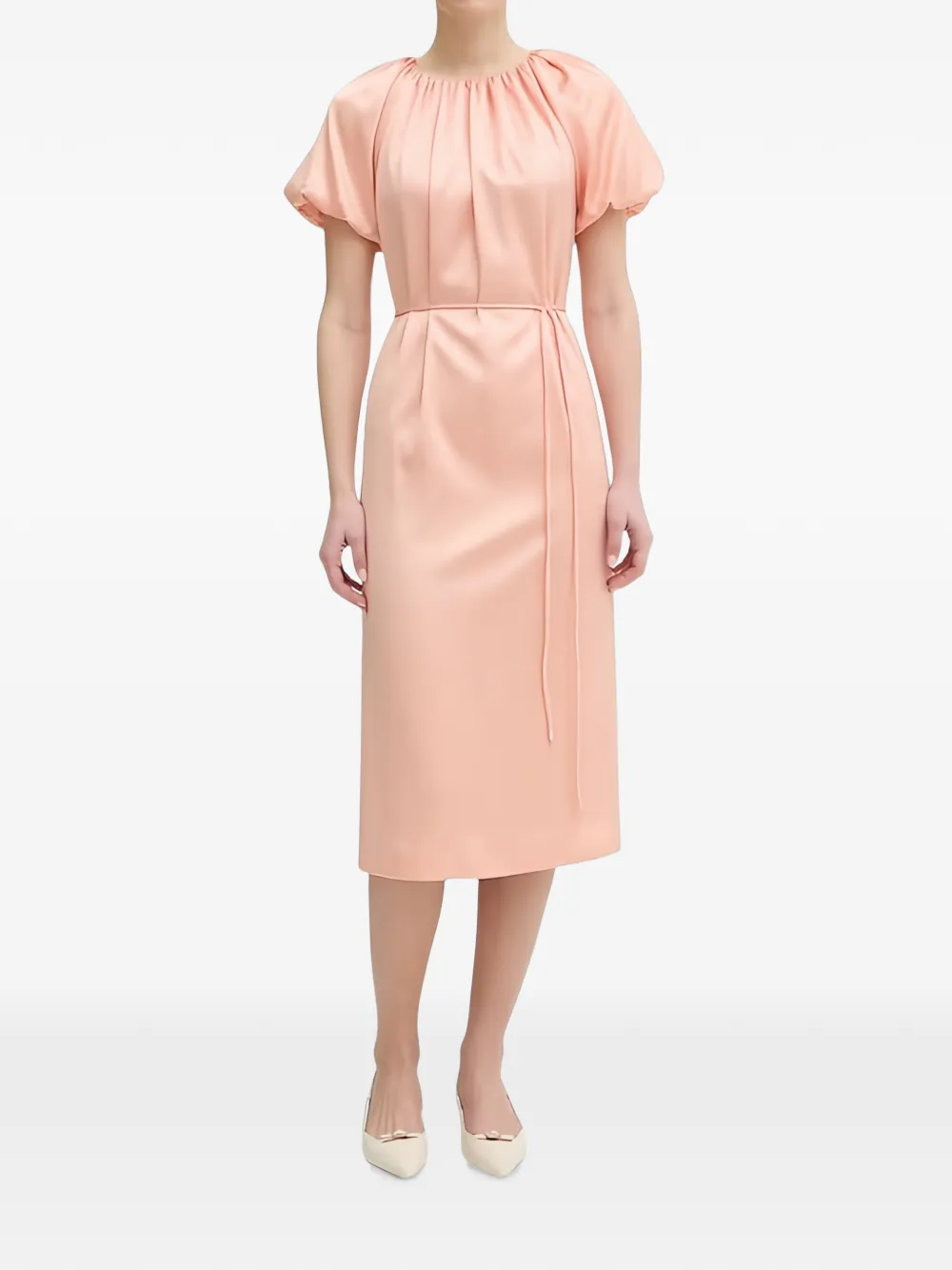 TWINSET Midi-jurk met pofmouwen en uitgesneden details Roze
