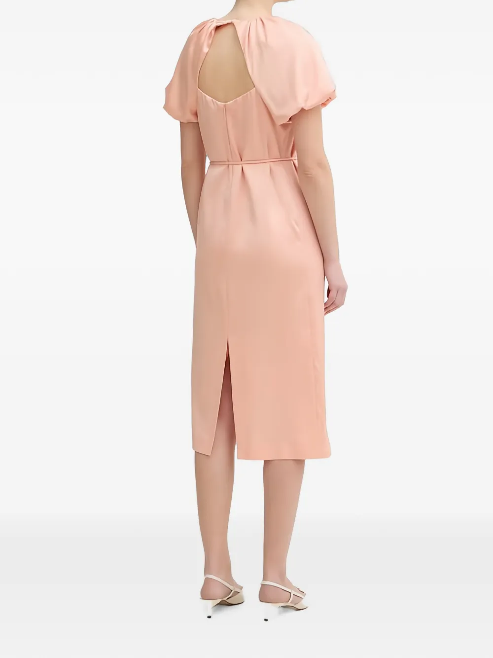 TWINSET Midi-jurk met pofmouwen en uitgesneden details Roze