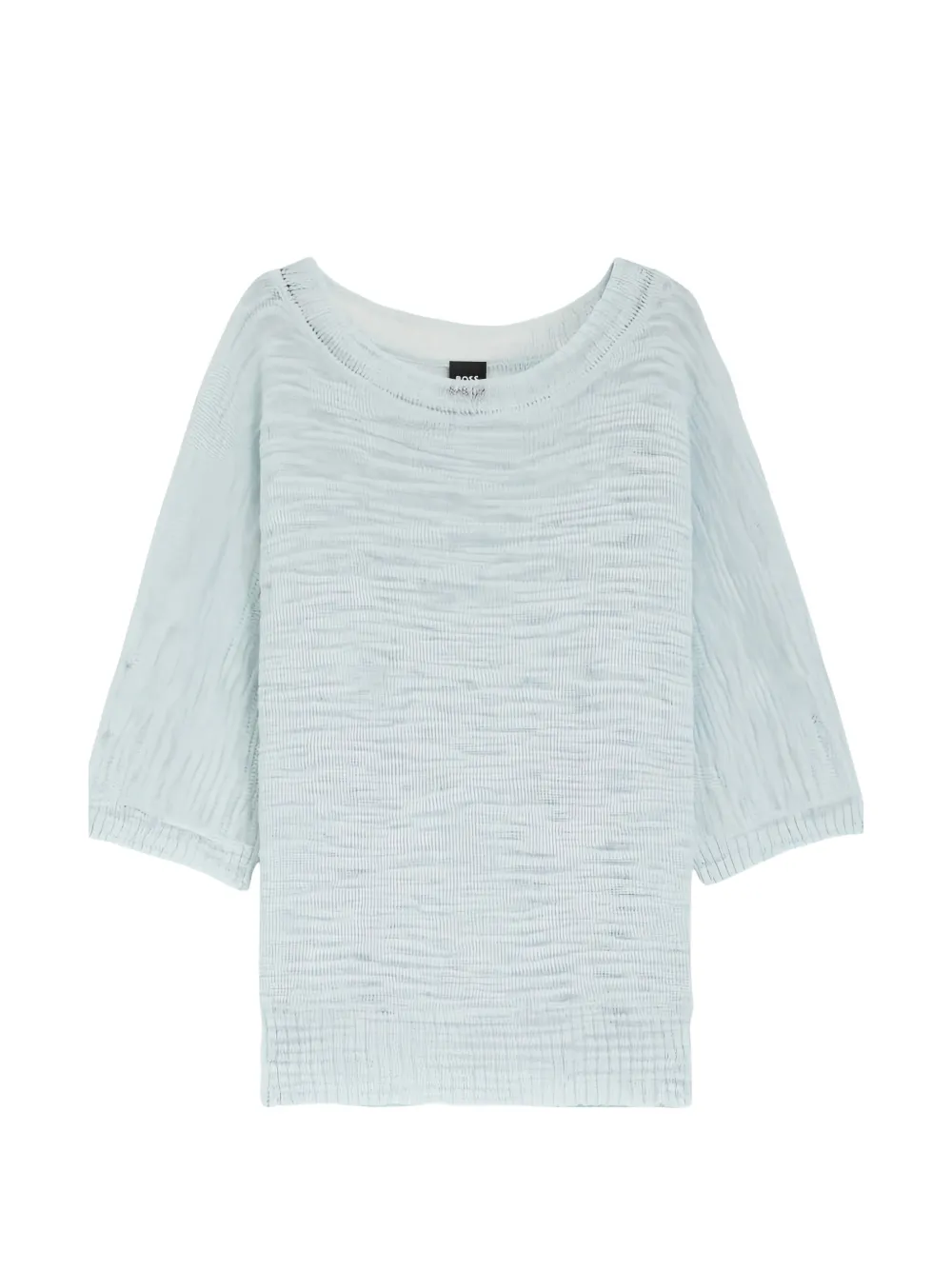 BOSS fine-knit three-quarter-sleeve sweater - Blu