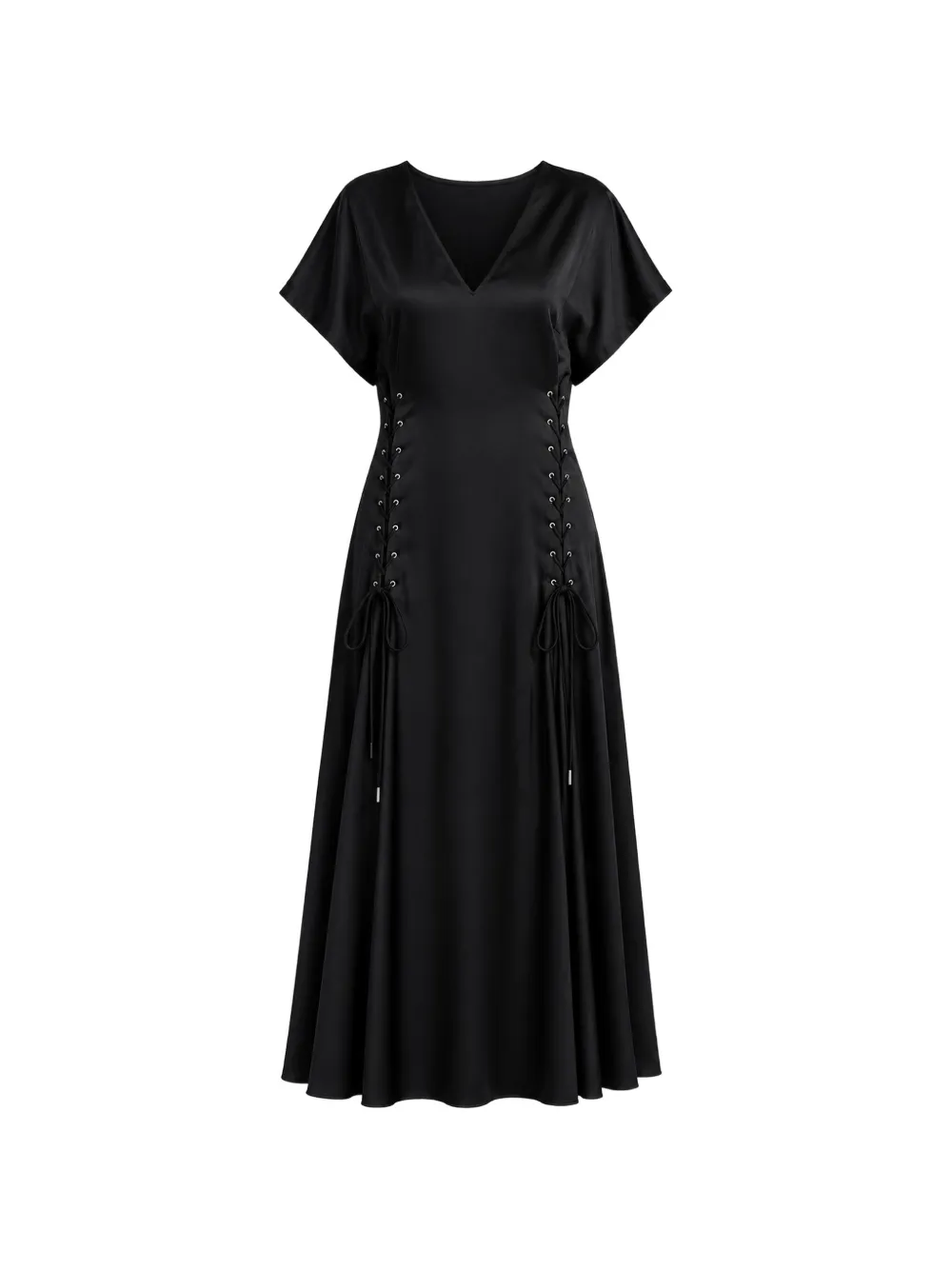 PINKO lace-up satin maxi dress - Nero