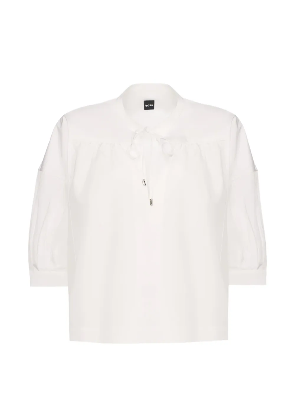 BOSS drawstring-neck puff-sleeve shirt - Bianco