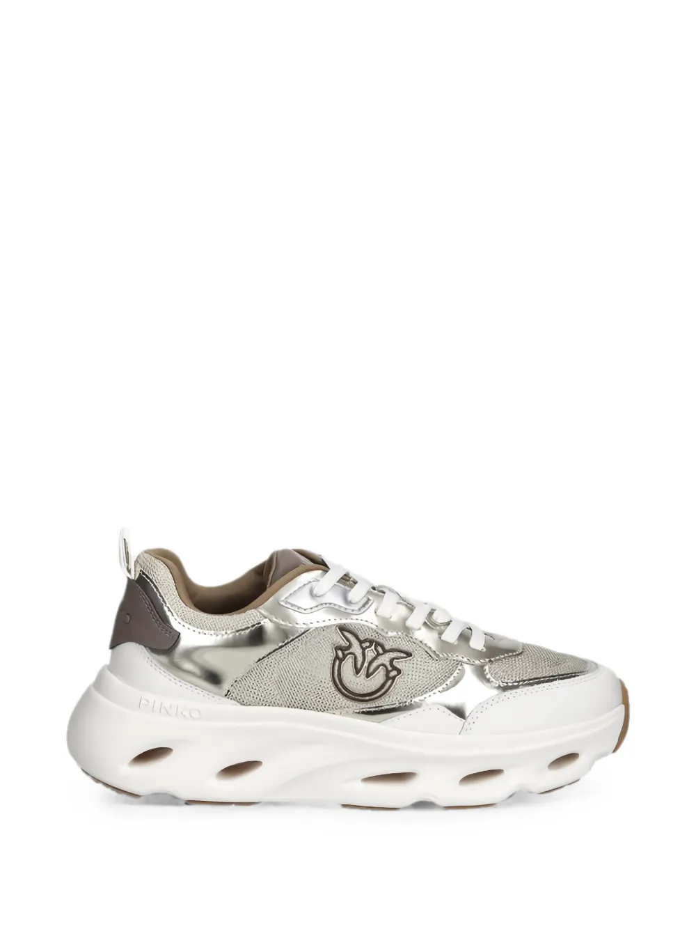PINKO Love Birds mirror-effect sneakers - Weiß