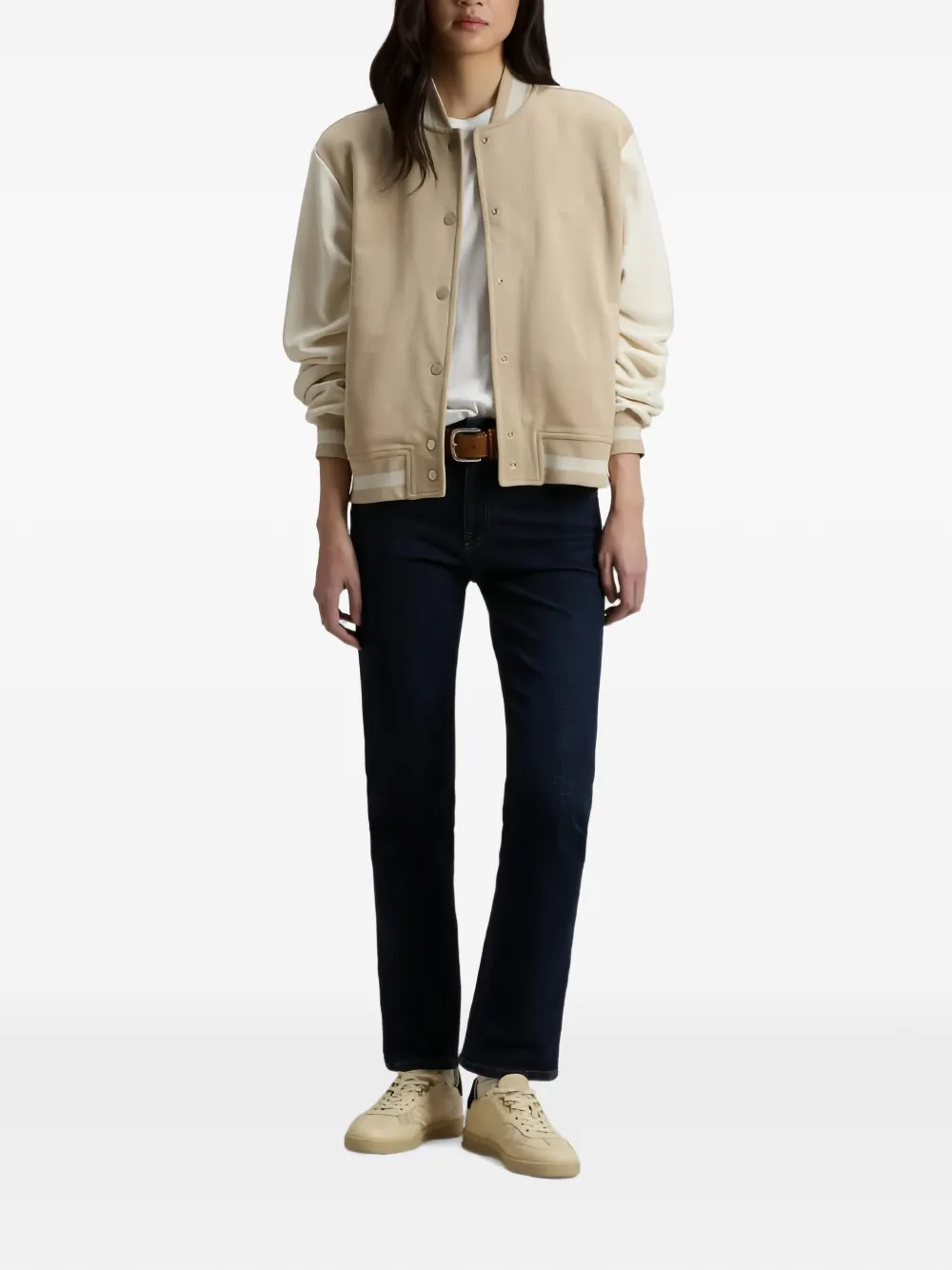 Woolrich Jack met geborduurd logo en verlaagde schouders Beige