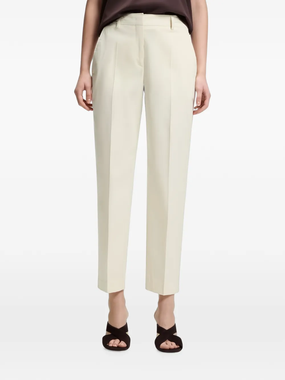 Hugo Boss Pleated Tapered-leg Trousers In Neutral