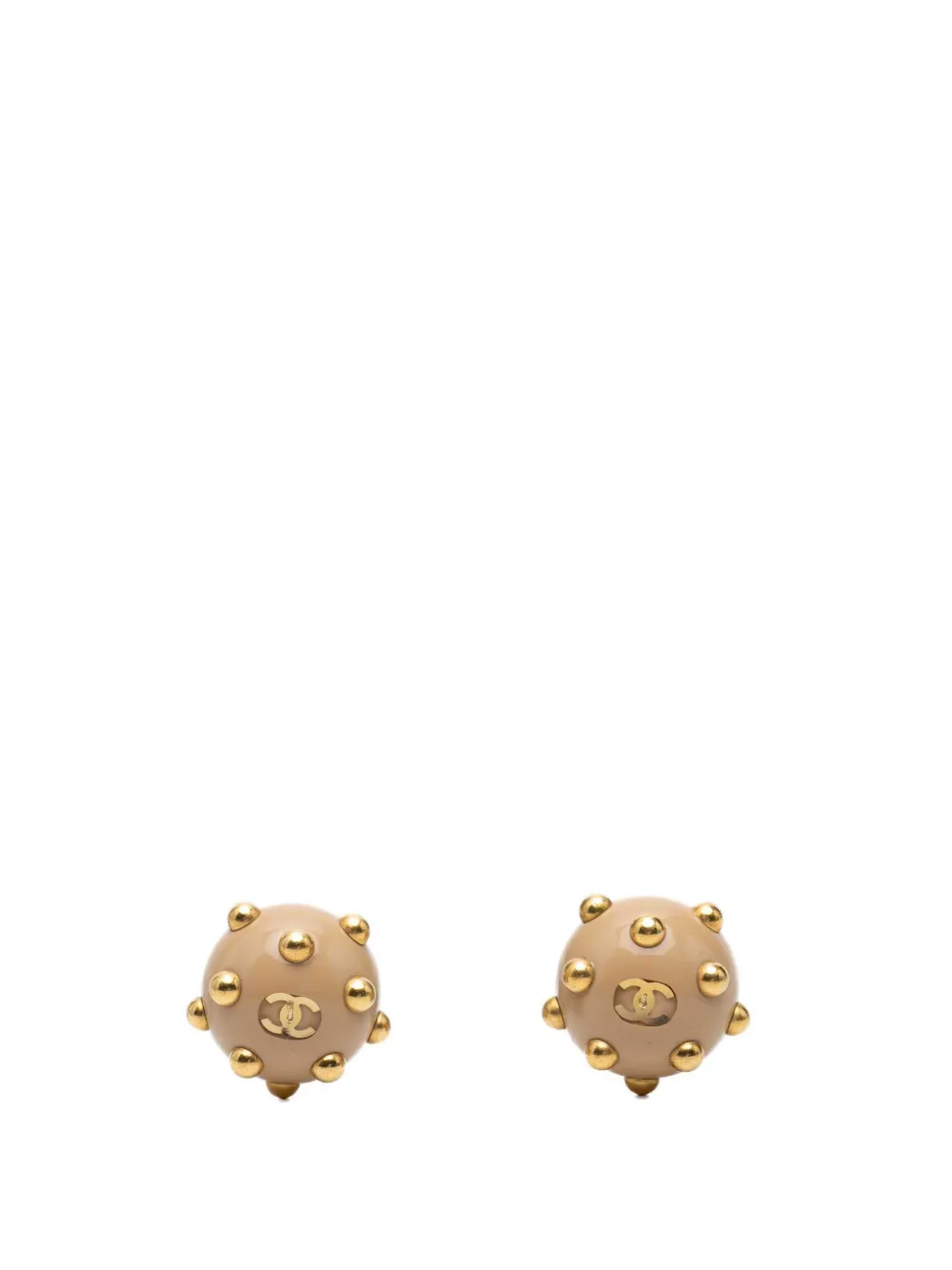 CHANEL Pre-Owned 2000 CC Resin and Gold Plated Studded Clip On Earrings costume earrings - Oro