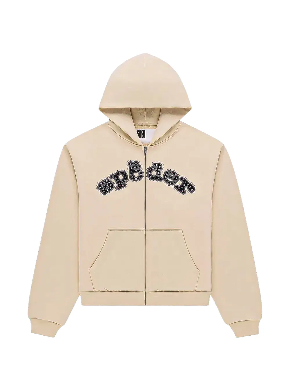 SP5DER rhinestone-embellished logo-print hoodie - Toni neutri
