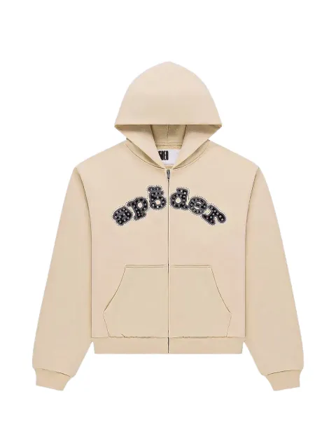 SP5DER rhinestone-embellished logo-print hoodie