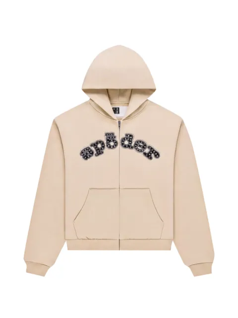 SP5DER rhinestone-embellished logo-print hoodie