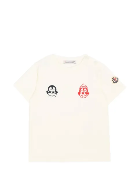 Moncler Enfant T-shirt med pingvintryk og skulderknapper