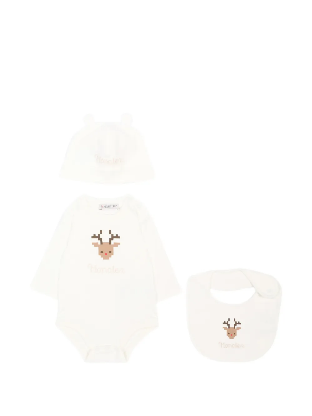 Moncler Enfant Driedelig set met rendierprint Beige