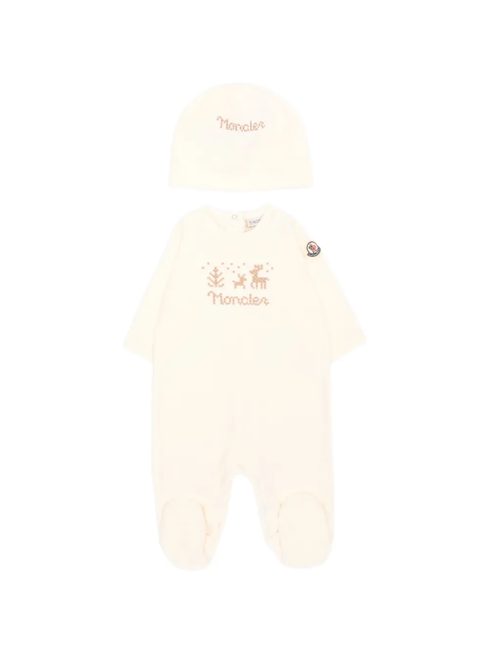 Moncler Enfant Set meet borduurwerk Beige