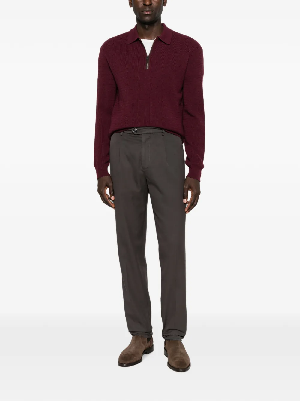 Brunello Cucinelli Broek met toelopende pijpen en geplooide taille Grijs