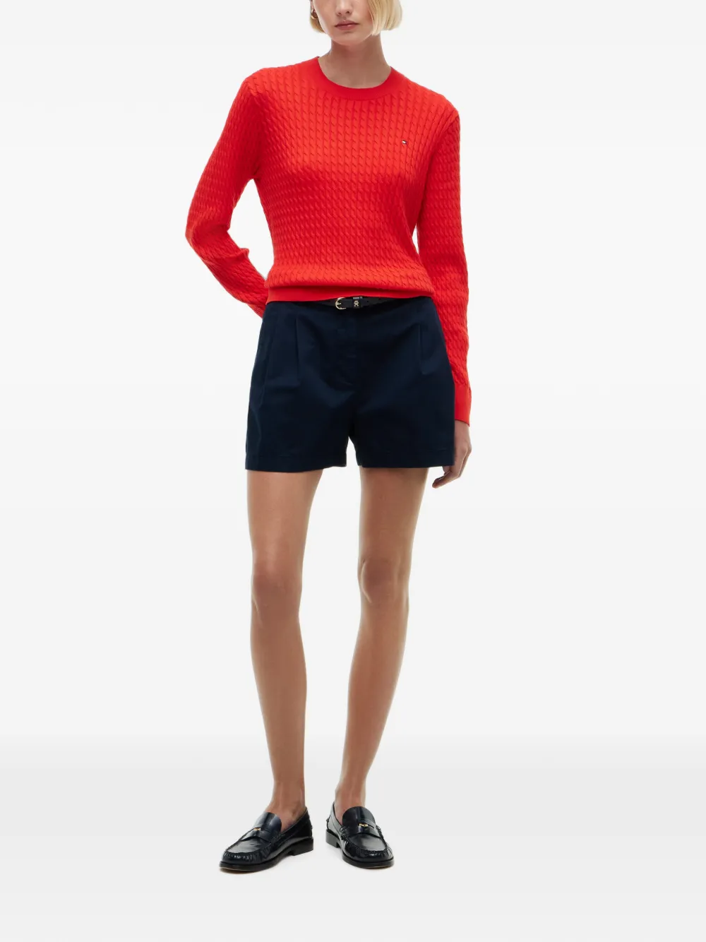 Tommy Hilfiger Kabelgebreide trui Rood