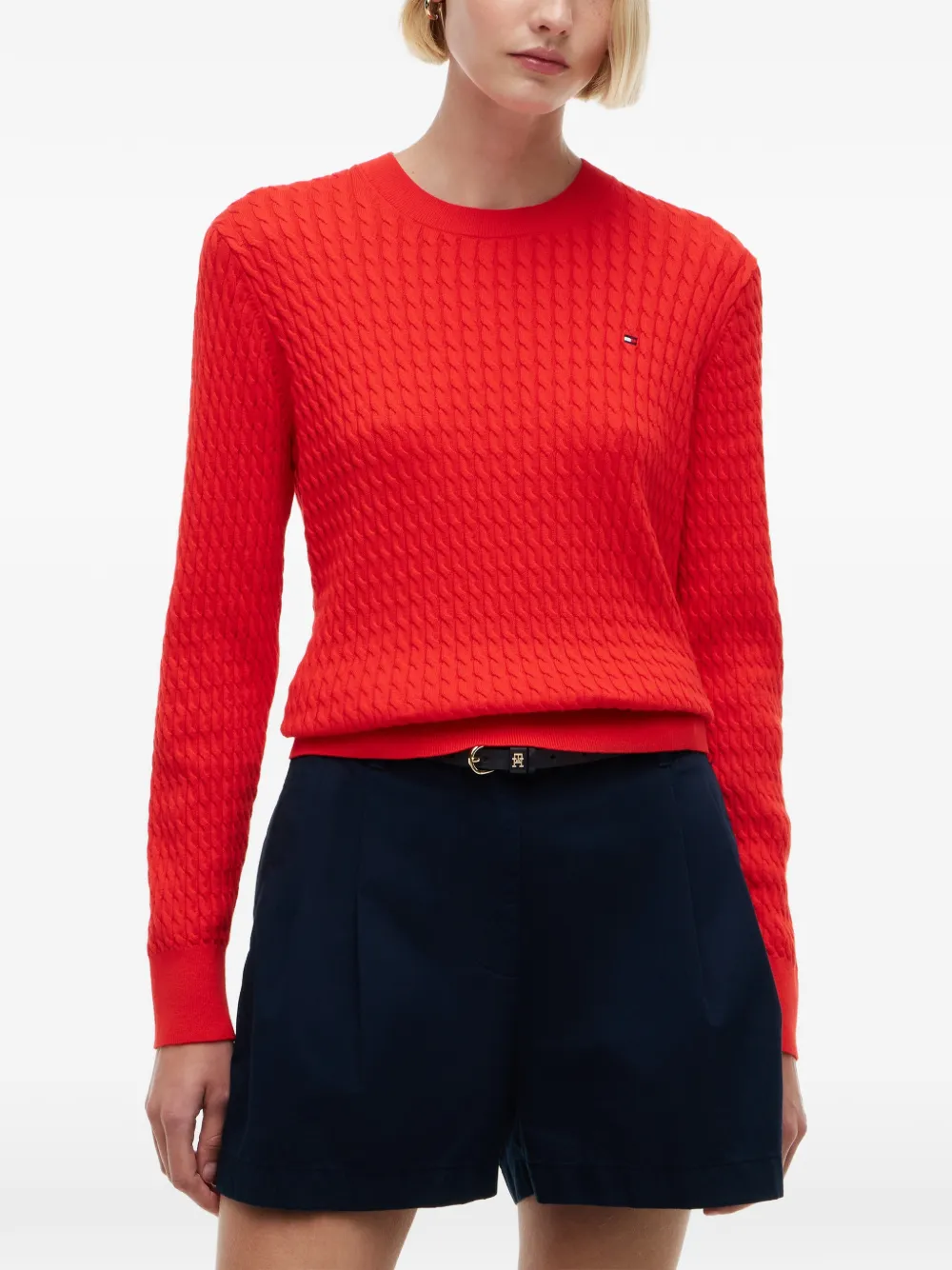 Tommy Hilfiger Kabelgebreide trui Rood
