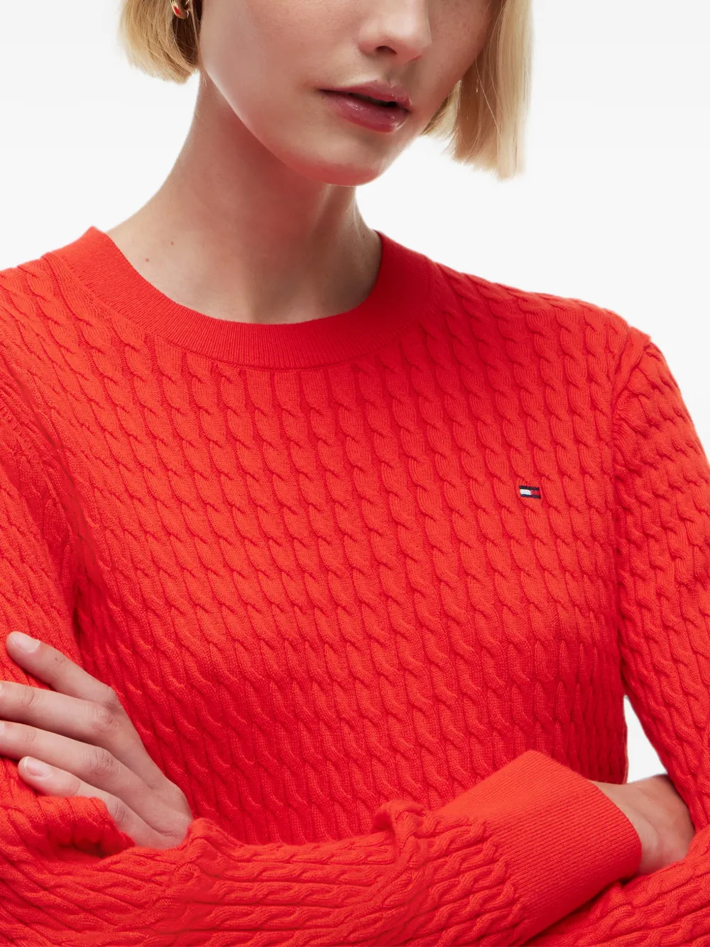 Tommy Hilfiger Kabelgebreide trui Rood
