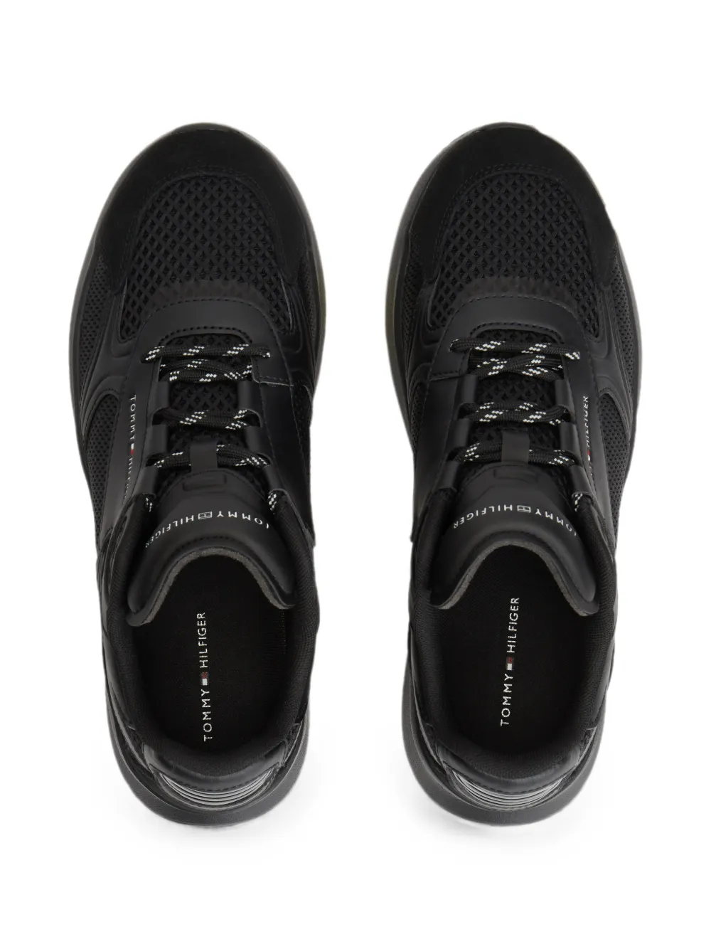 Tommy Hilfiger mesh-panelled lace-up sneakers Zwart