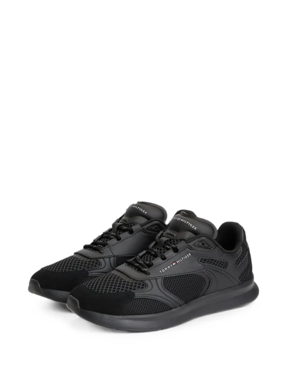 Tommy Hilfiger mesh-panelled lace-up sneakers Zwart