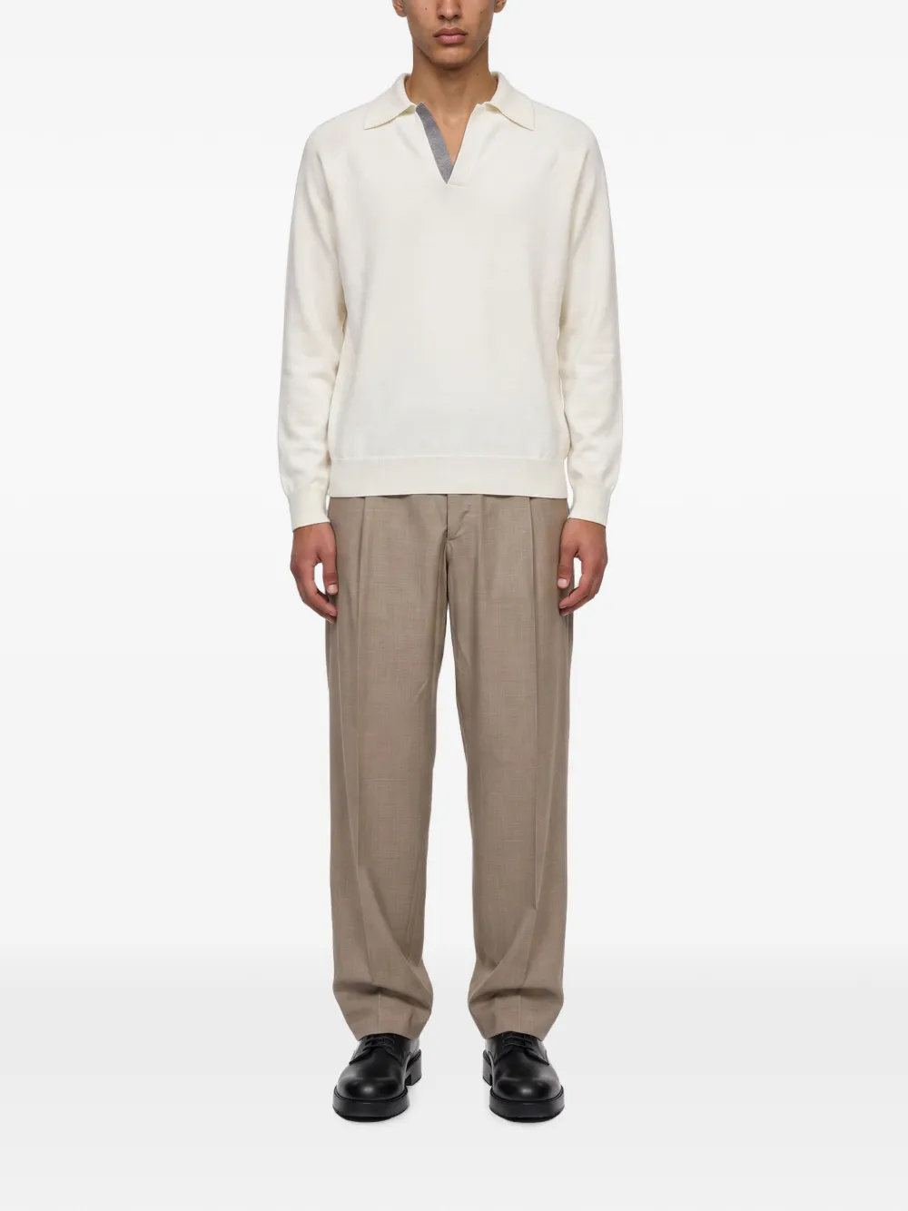 Lardini contrast-trim raglan-sleeve sweater Beige