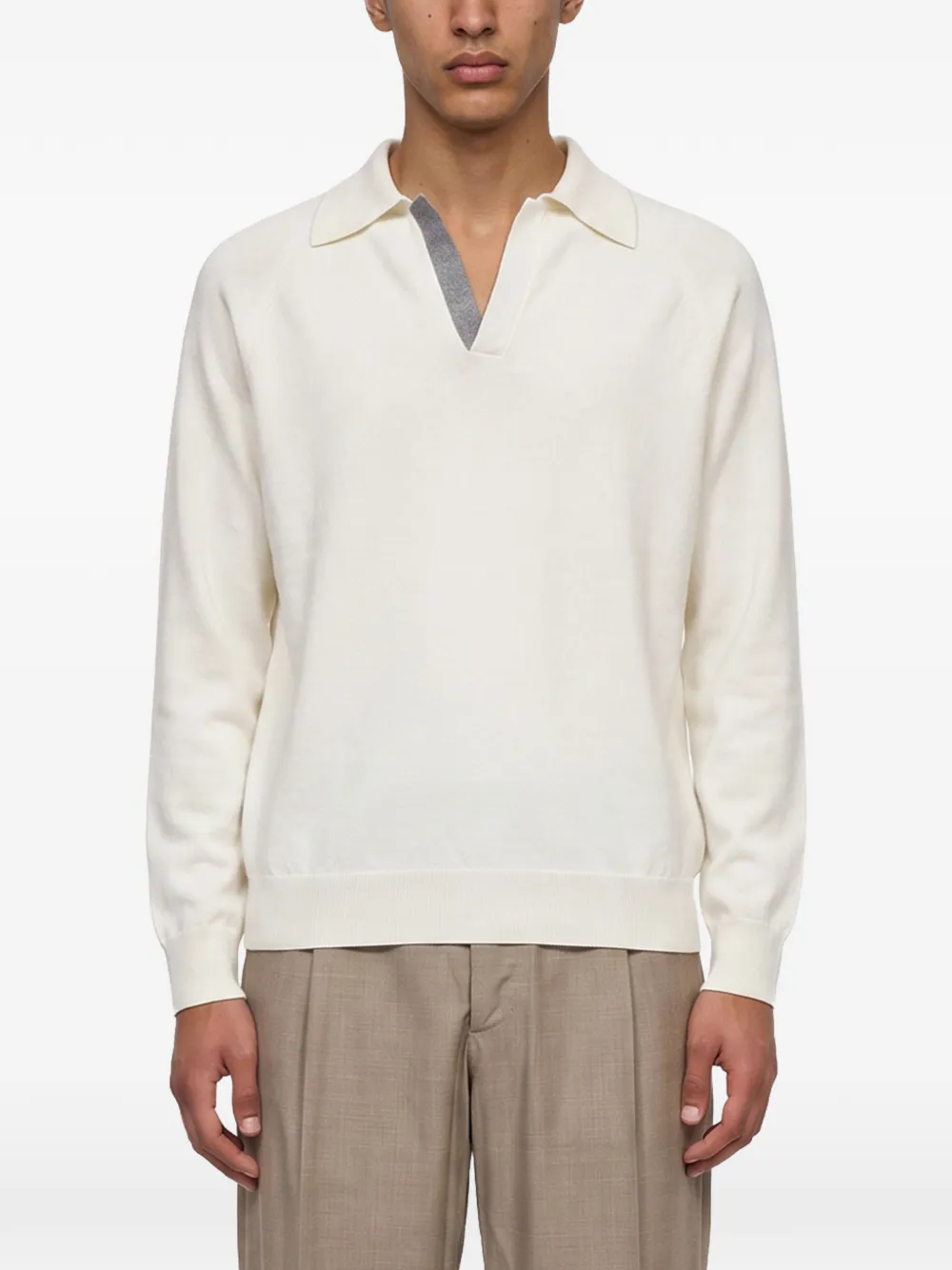 Lardini contrast-trim raglan-sleeve sweater Beige
