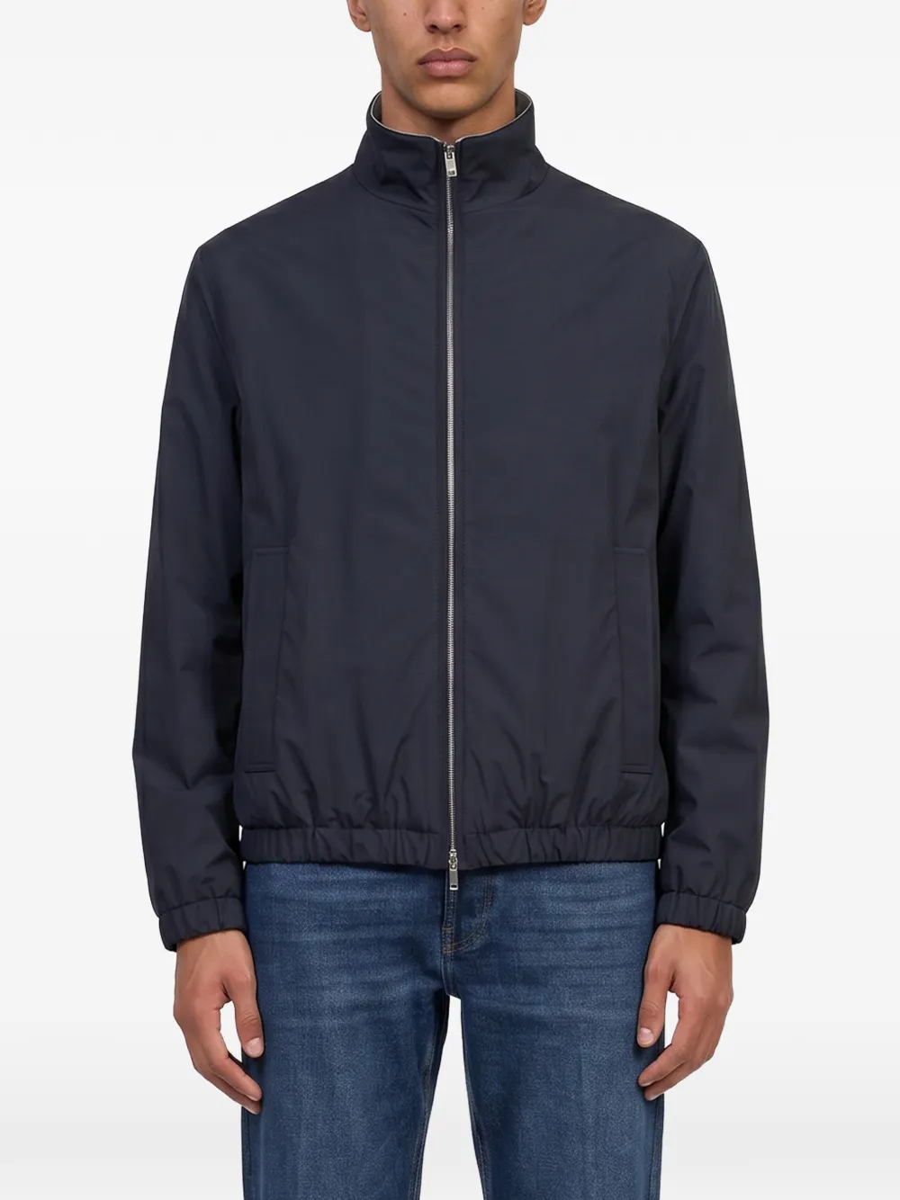 Lardini high-neck elasticated-trim jacket Blauw