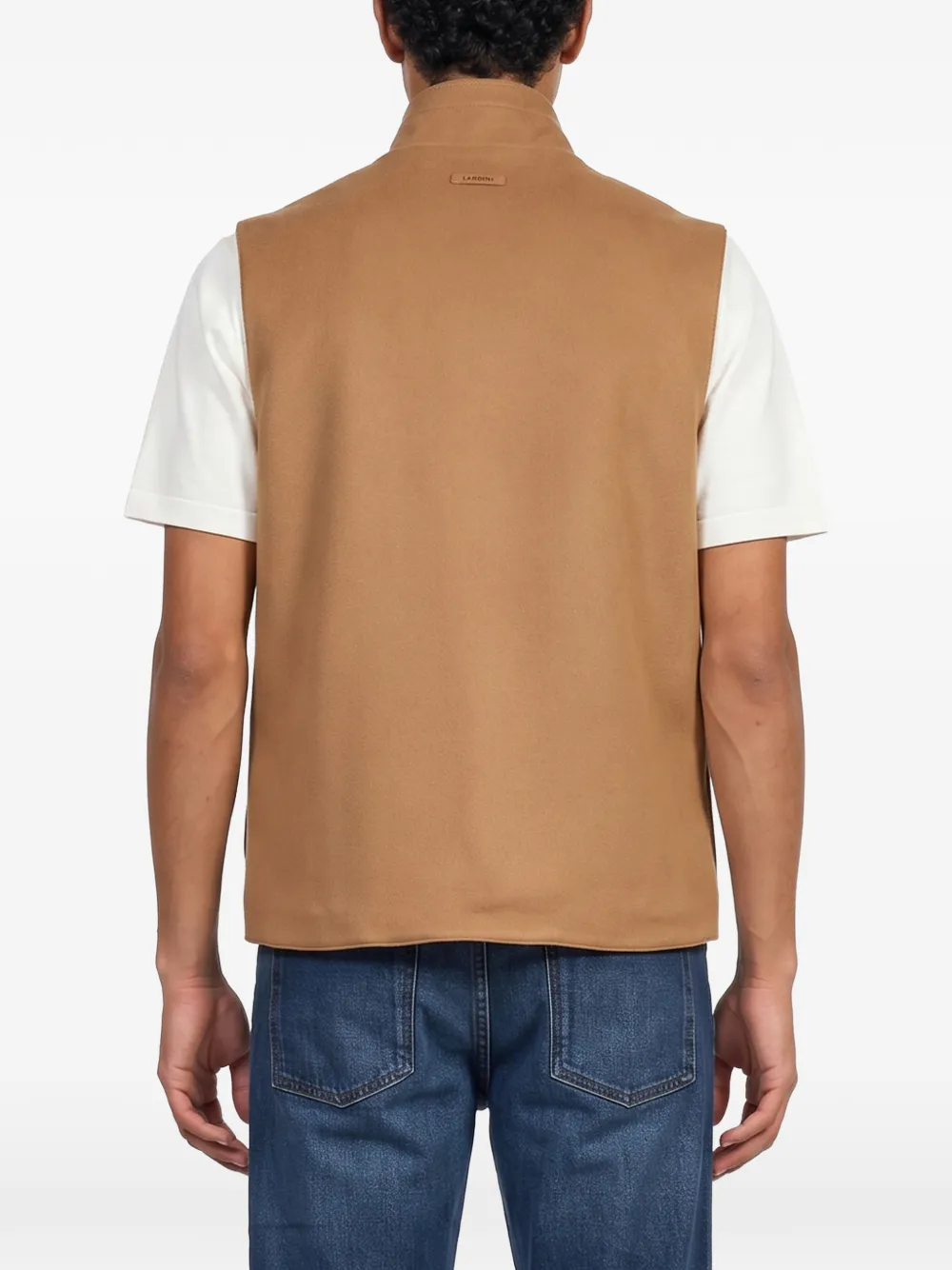 Lardini Gilet met hoge hals en rits Bruin