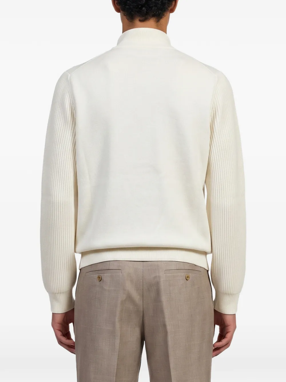 Lardini Ribgebreid jack met hoge hals Beige