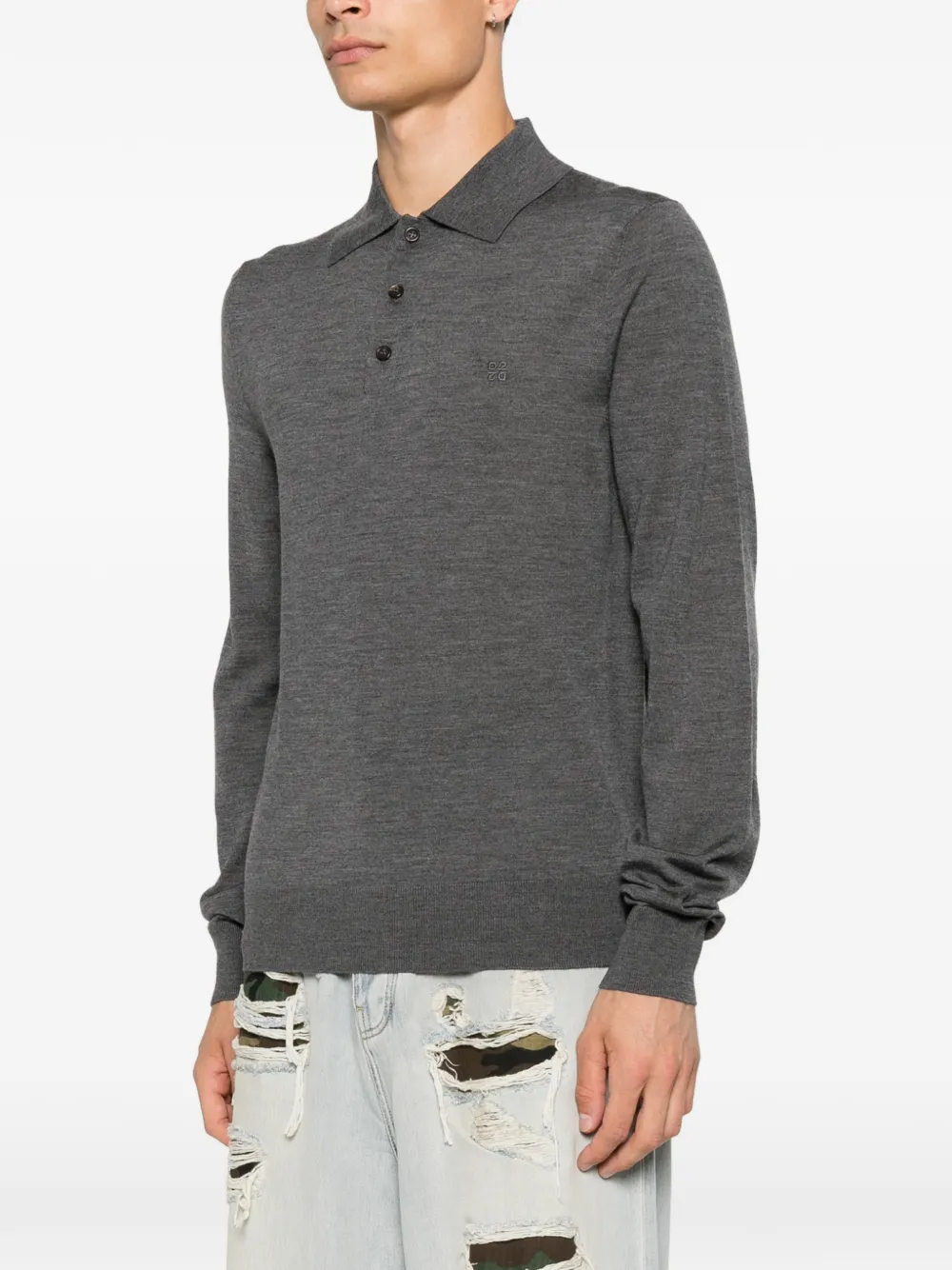 DSQUARED2 Upside Down poloshirt met lange mouwen Grijs