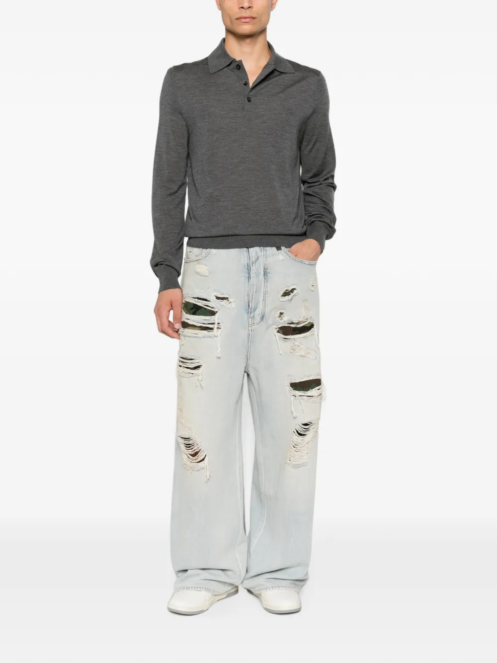 DSQUARED2 Upside Down poloshirt met lange mouwen Grijs