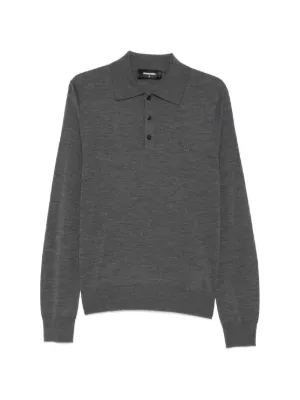 LEMAIRE long-sleeve Polo In Fine Mouliné Merino Wool | Grey