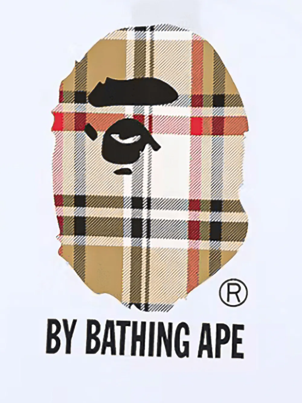 A BATHING APE Geruit T-shirt met logoprint Wit