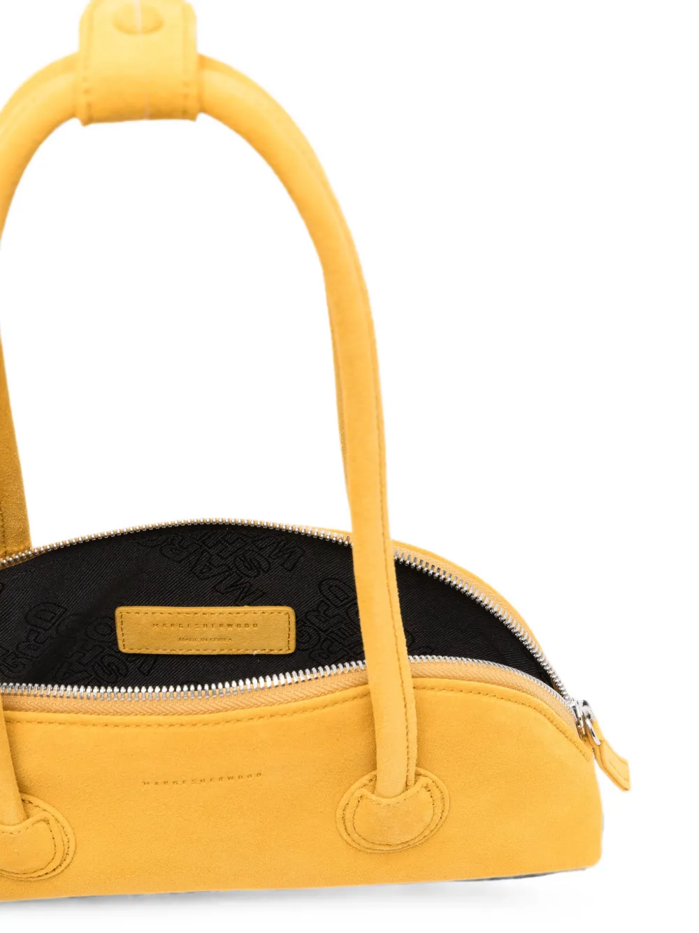 Marge Sherwood Bessette suède halvemaanvormige shopper Geel