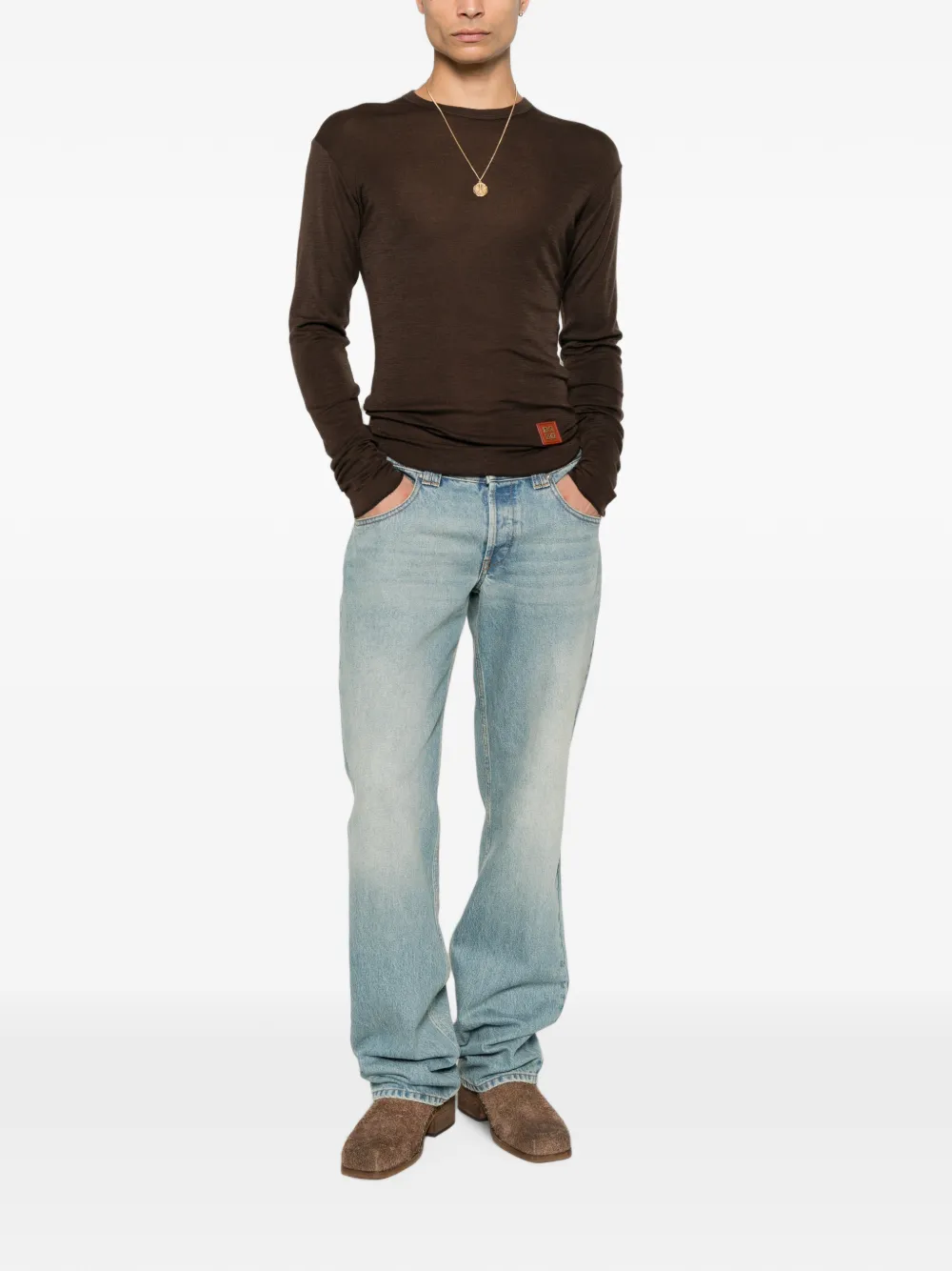 DSQUARED2 Trui van scheerwol met logo-patch Bruin