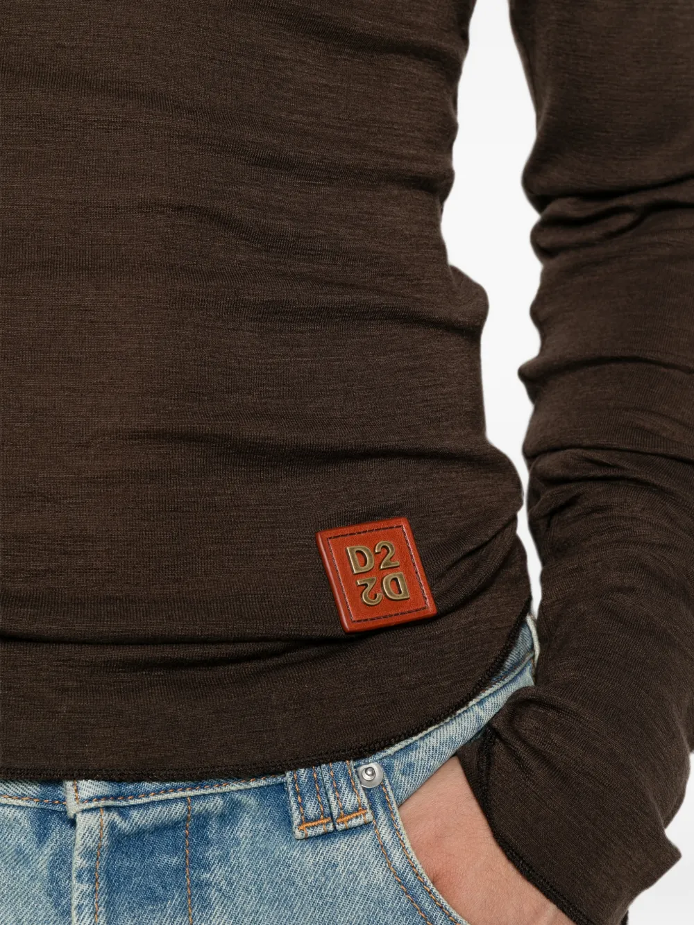 DSQUARED2 Trui van scheerwol met logo-patch Bruin