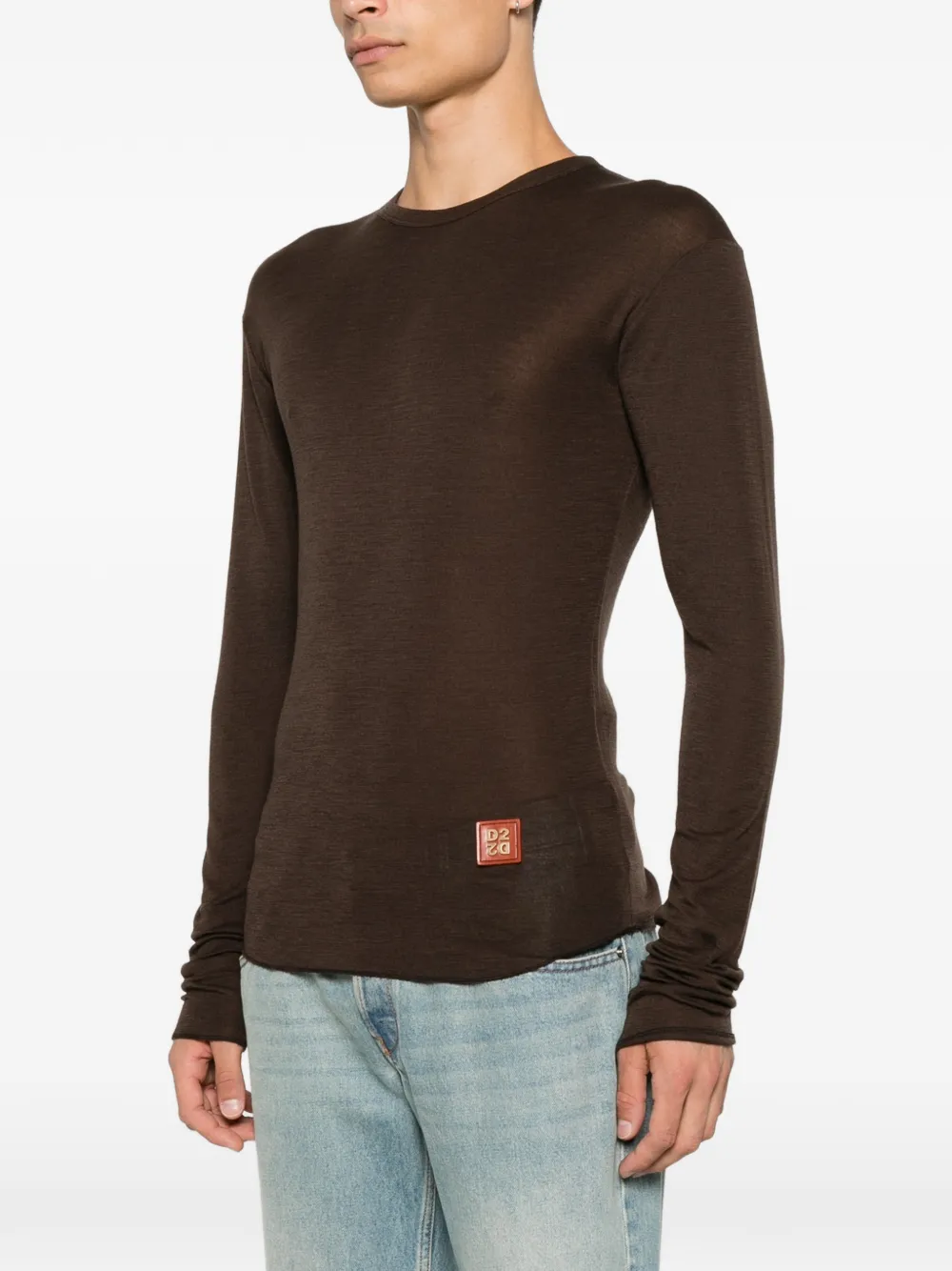 DSQUARED2 Trui van scheerwol met logo-patch Bruin