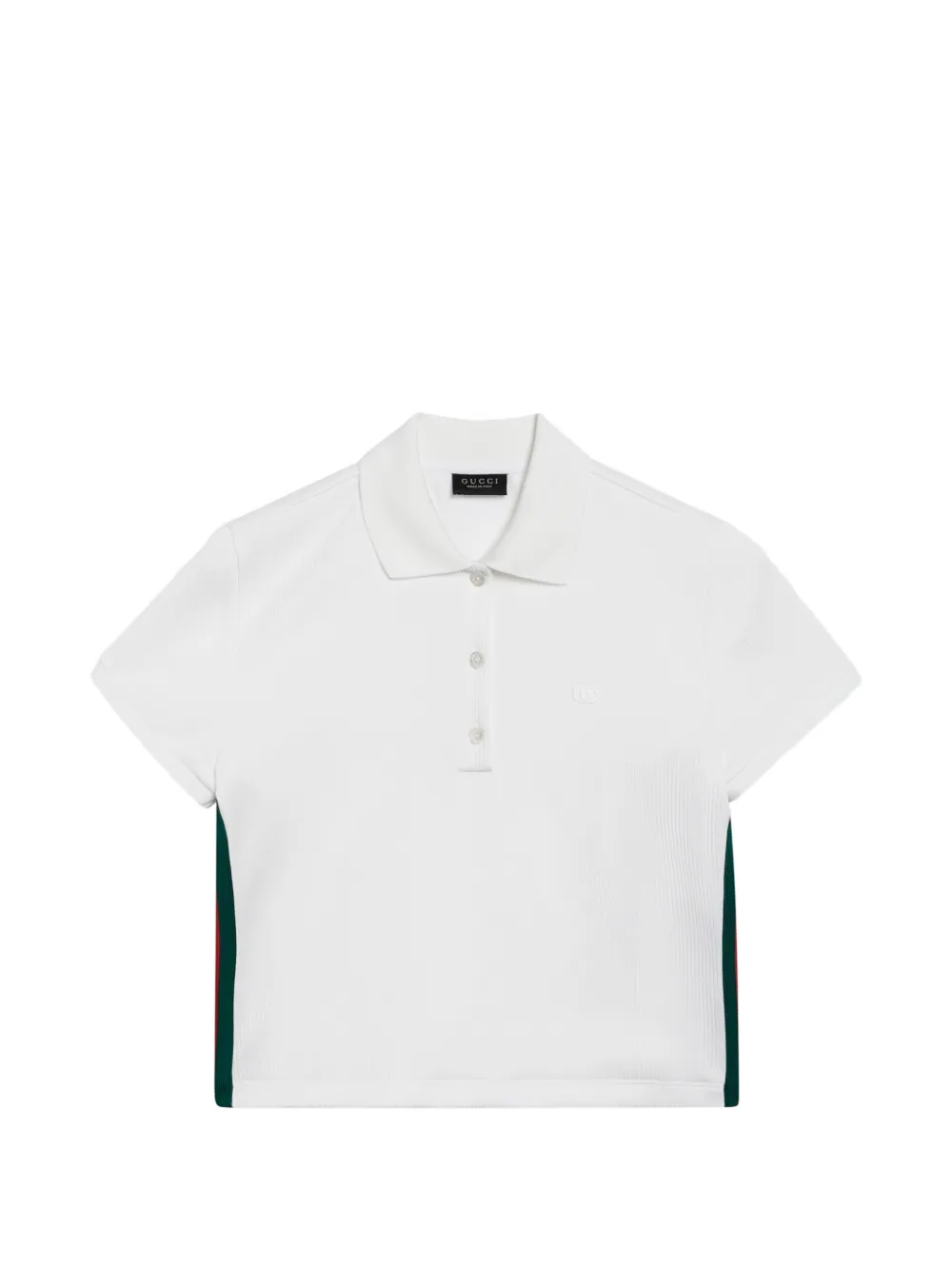 Gucci Polo a coste in jersey di cotone con decorazione Web - Bianco