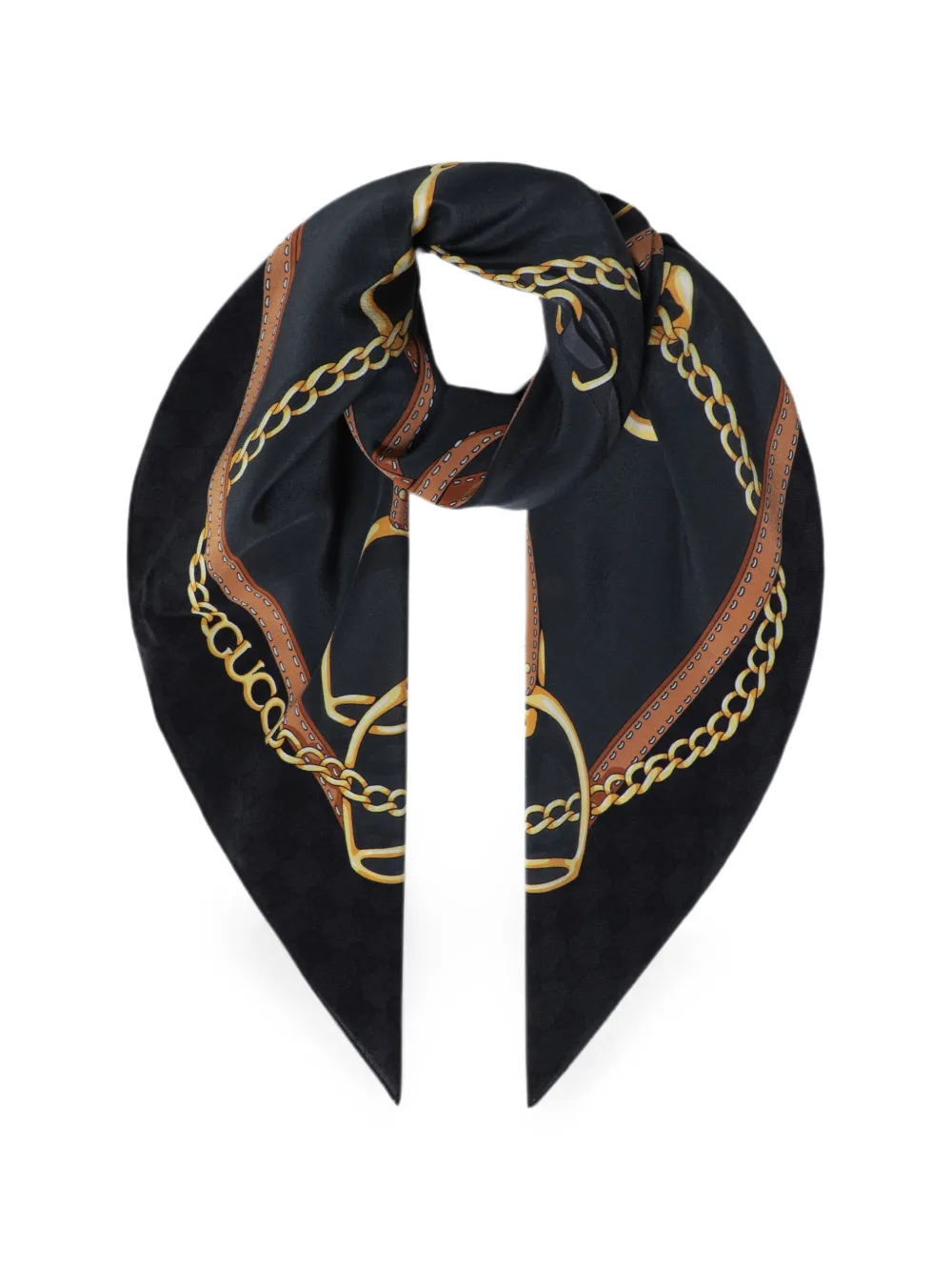 Gucci equestrian-print carré scarf - Schwarz