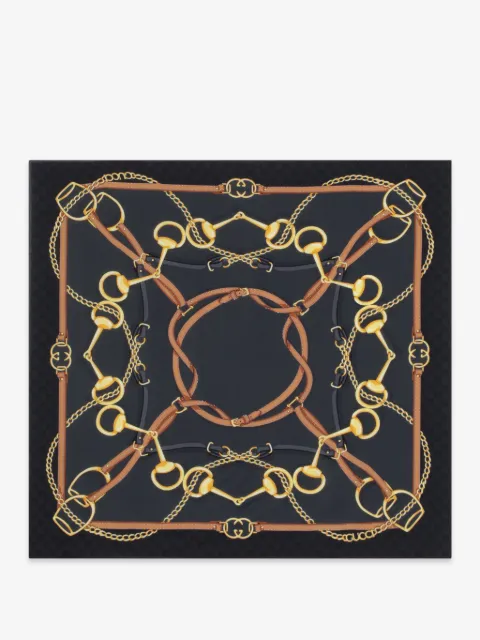 Gucci 이퀘스트리안 프린트 까레 스카프