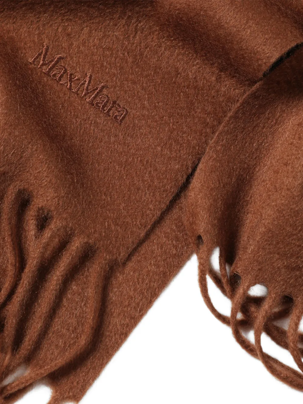 Max Mara Baci sjaal met geborduurd logo Bruin