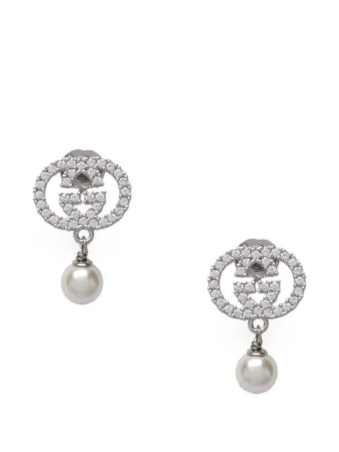 Gucci Interlocking G pearl-pendant earrings