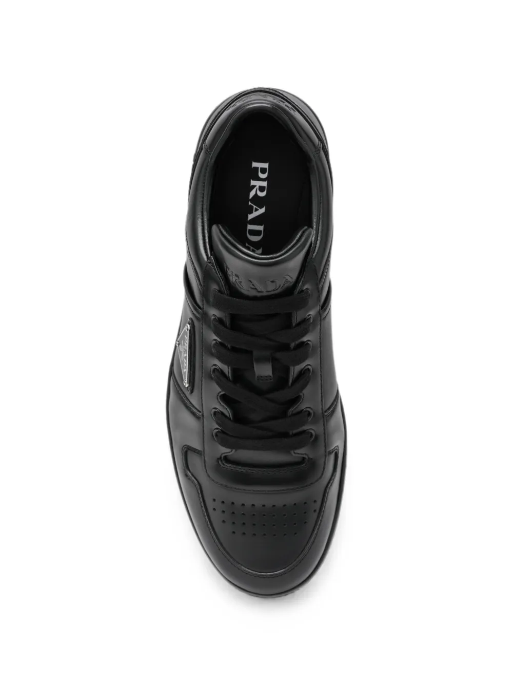 Prada Downtown triangle-logo leather sneakers Zwart